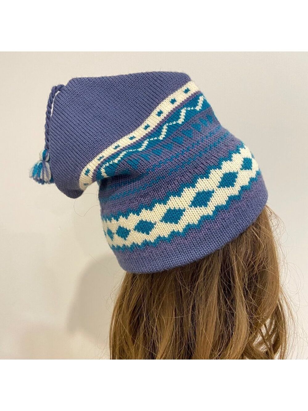 Orage 100%Wool Beanie Slouchy Tassel Fair Isle Knit Streetwear unisex Winter Hat - Picture 7 of 14